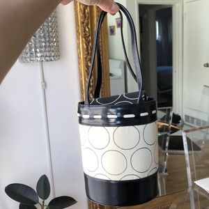 Angela Amiri New York black and white fabric leather handbag $300